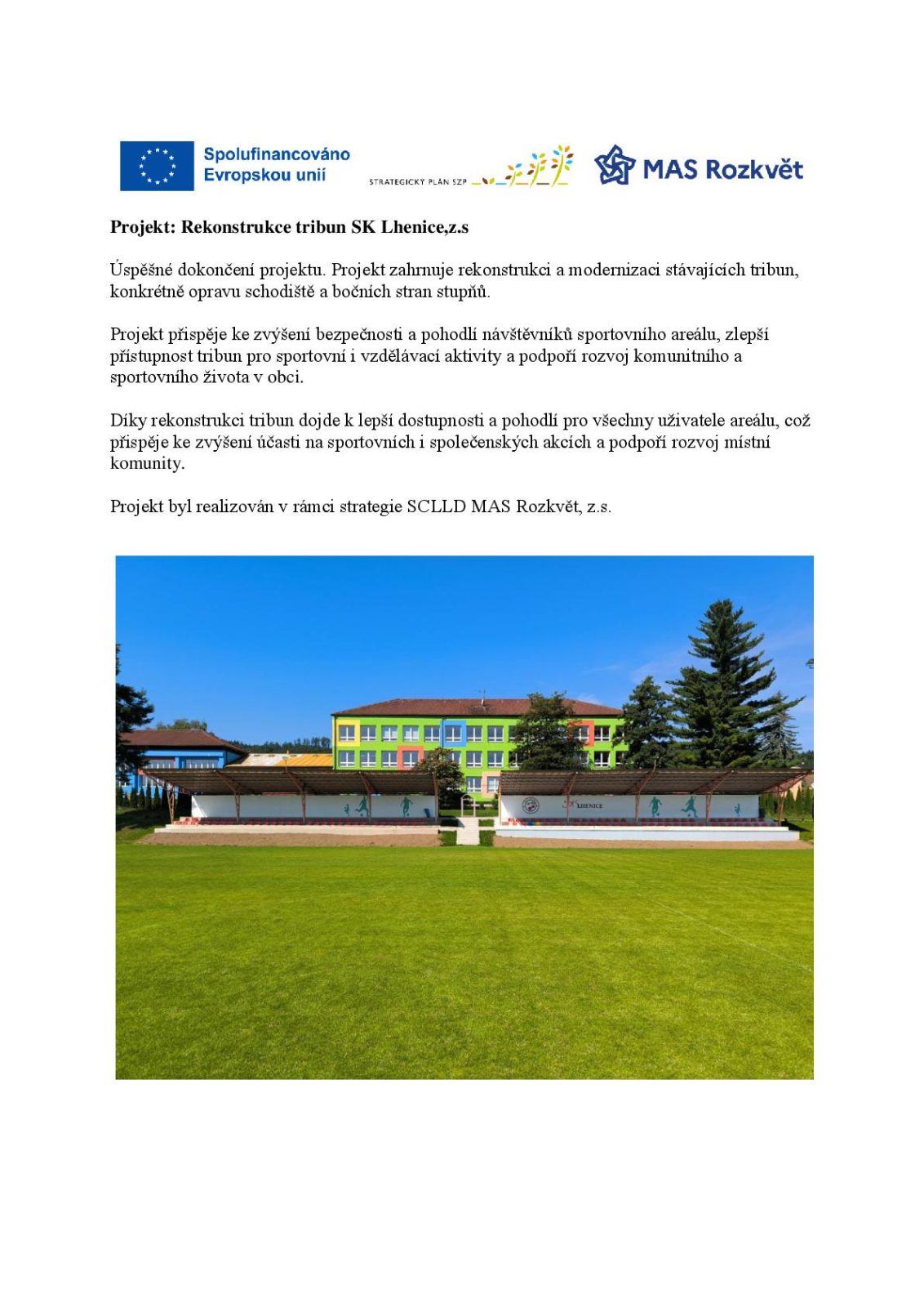 Rekonstruované tribuny na stadionu Na Běličce